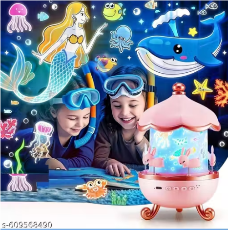 Bunny Carousel Star Projector Lamp with 6 Set Films, Rotatable Mode, Rechargeable Rabbit Nursery Light for Kids, Baby Room Décor, Girls, Boys, Friends Gift Item (Bunny Carousel)