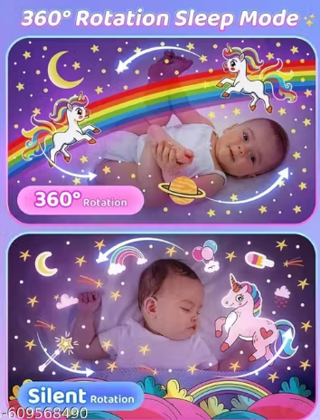 Bunny Carousel Star Projector Lamp with 6 Set Films, Rotatable Mode, Rechargeable Rabbit Nursery Light for Kids, Baby Room Décor, Girls, Boys, Friends Gift Item (Bunny Carousel)